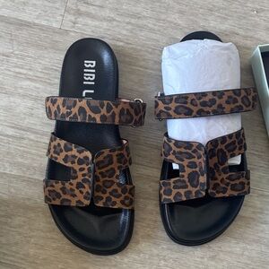 Anthropologie Leopard Print Mindy Flat Sandals - Never worn!